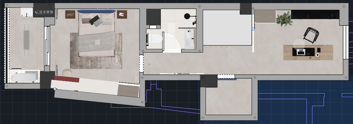 蒋琛｜圣淘沙花城6-1705-105㎡-现代简约风格｜2室2厅1卫｜老房装修｜定制家｜全包15万｜00_06二层平面彩图